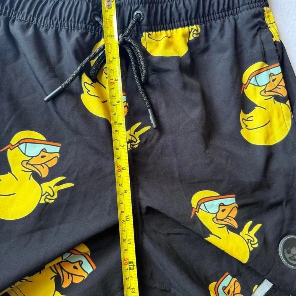Neff Duck Swim Trunks Black Yellow Sunglasses Duck Board Shorts Size Medium